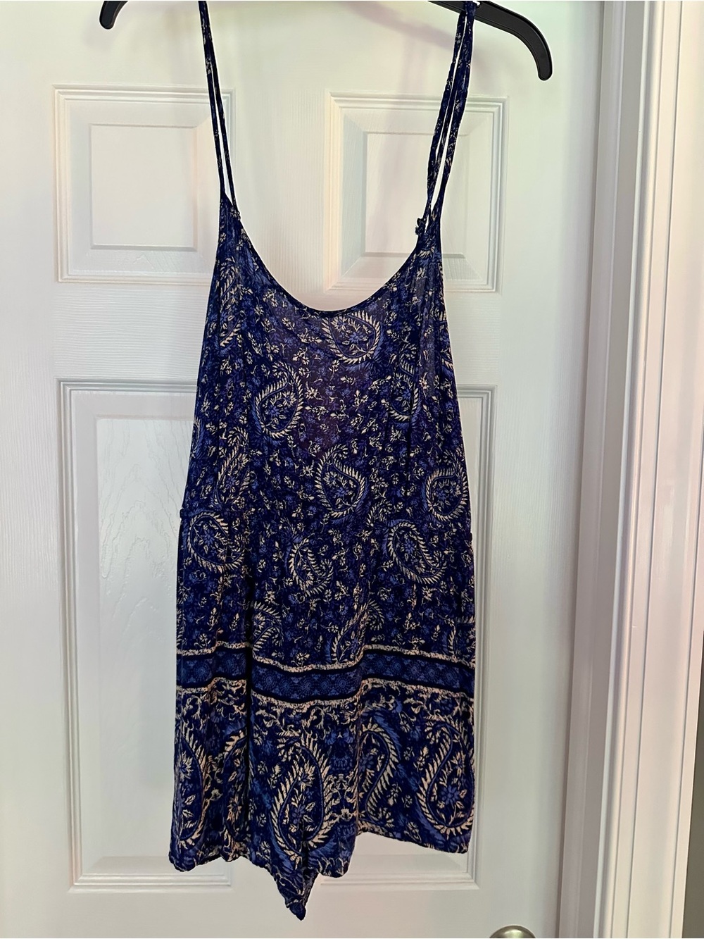 LA Hearts Navy and Cream Paisley Romper
